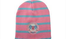 BN8 Two colour stripe beanie with centre embroidery